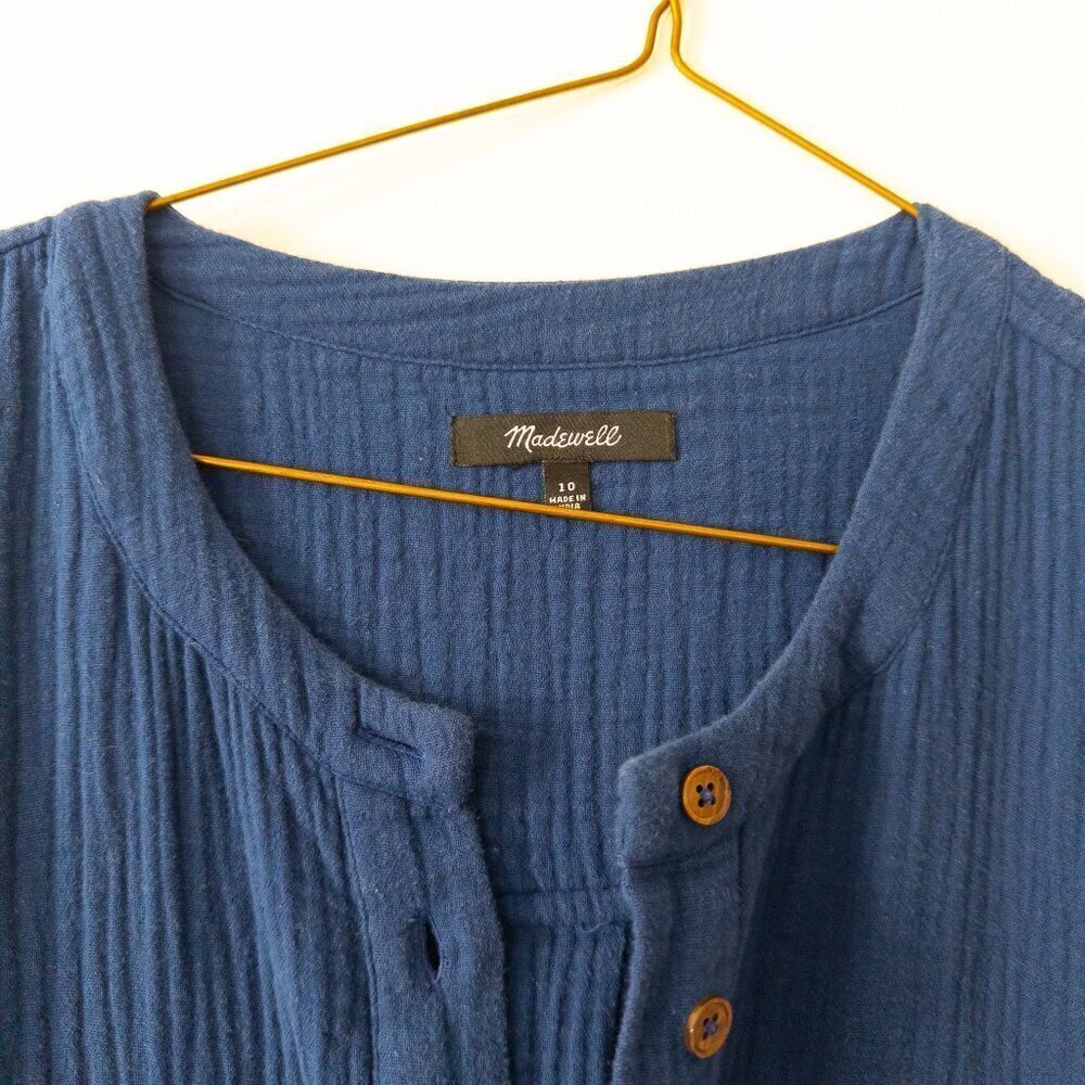 Madewell Lightspun Tapered Leg Jumpsuit - Gauze Cotton in Navy, Size 10 - Picture 6 of 8